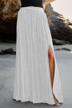 Load image into Gallery viewer, White Striped Printed Slit Wide Leg High Waist Pants

