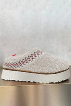 Load image into Gallery viewer, White Embroidered Sherpa Plush Thick Sole Winter Slippers
