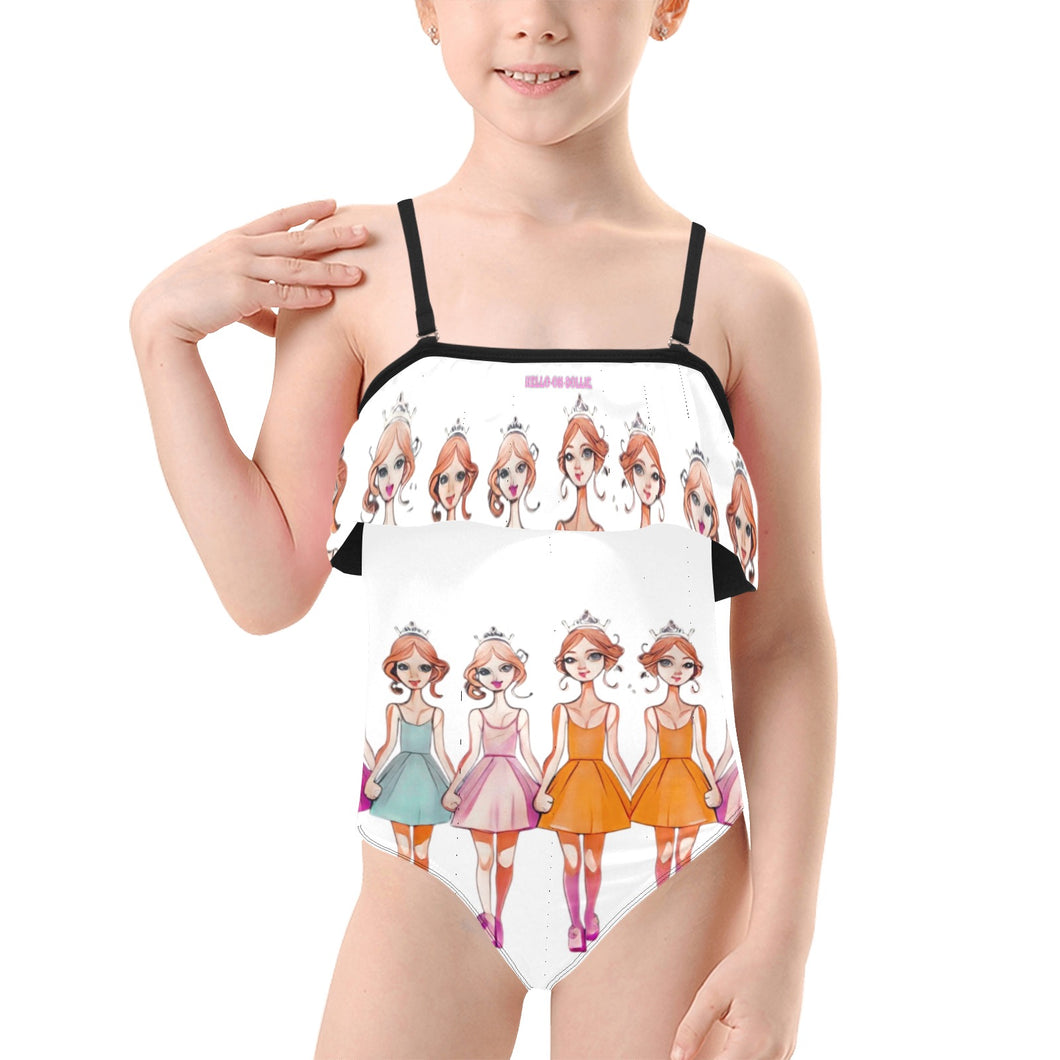 Hello-oh-Dollie #104 HOD Kids' Spaghetti Strap Ruffle Swimsuit (S26)