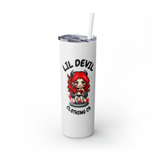 Load image into Gallery viewer, Skinny Tumbler with Straw, 20oz LilDevil fitness print
