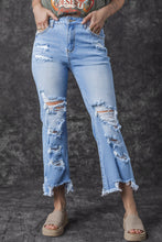Load image into Gallery viewer, Sky Blue Heavy Destroyed High Waist Jeans
