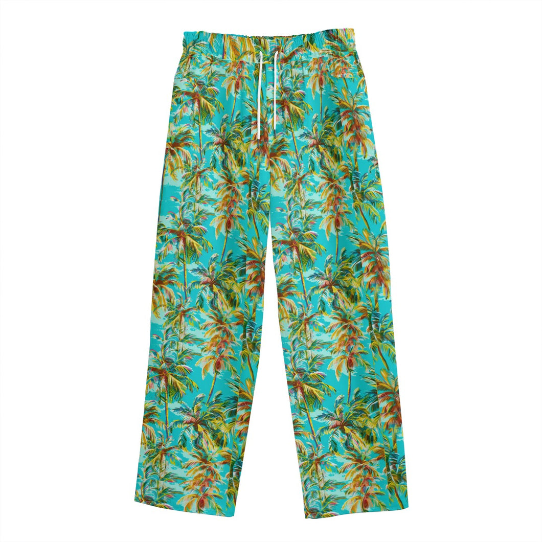 All-Over Print Unisex Straight Casual Pants | 245GSM Cotton palm print