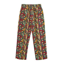 Load image into Gallery viewer, All-Over Print Unisex Straight Casual Pants | 245GSM Cotton skulls and flowers print
