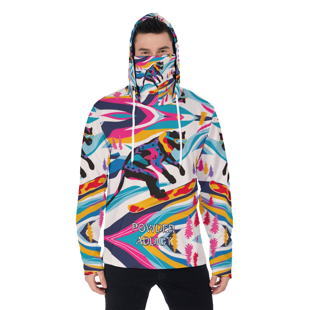 All-Over Print Men's Pullover Hoodie With Mask powder addict