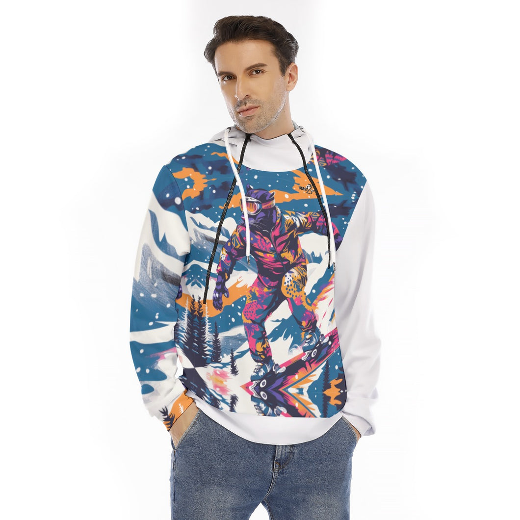All-Over Print Men's Hoodie With Placket Double Zipper powder addict