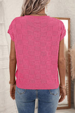 Load image into Gallery viewer, Bright Pink Lattice Textured Knit Short Sleeve Sweater
