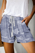 Load image into Gallery viewer, Gray Camouflage Drawstring Casual Elastic Waist Pocketed Shorts
