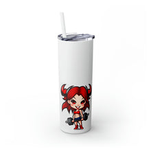 Load image into Gallery viewer, Skinny Tumbler with Straw, 20oz LilDevil fitness print
