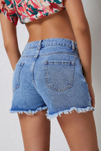 Load image into Gallery viewer, Sky Blue High Rise Crossover Waist Denim Shorts
