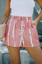 Load image into Gallery viewer, Pink Tie Dye Drawstring Casual Shorts
