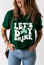 Load image into Gallery viewer, Green Lets Day Drink Clover Print Round Neck T Shirt
