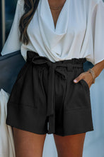 Load image into Gallery viewer, Black Cotton Blend Pocketed Knit Shorts
