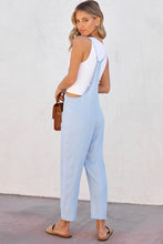 Load image into Gallery viewer, Sky Blue Chambray Pocketed Adjustable Straps Jumpsuit
