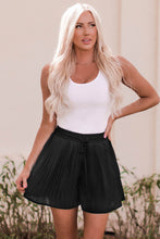 Load image into Gallery viewer, Black Drawstring Waist Flowy Pleated Shorts
