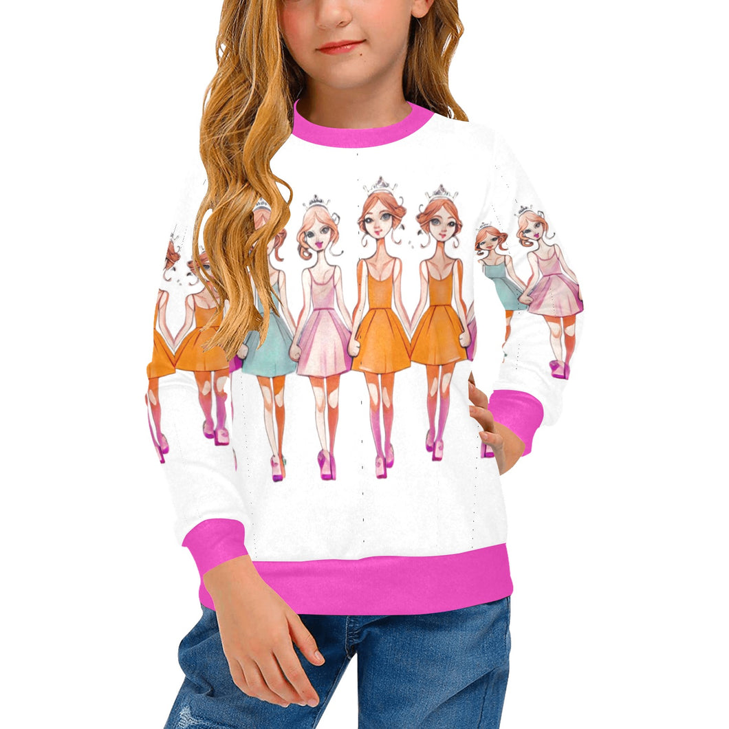 Hello-oh-Dollie #107 HOD Girls' All Over Print Crew Neck Sweater(H49)