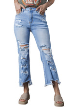 Load image into Gallery viewer, Sky Blue Heavy Destroyed High Waist Jeans
