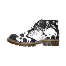 Load image into Gallery viewer, ChukkaB11 Jaxs n crown blk/wh skull print Men&#39;s Canvas Chukka Boots (Model 2402-1)
