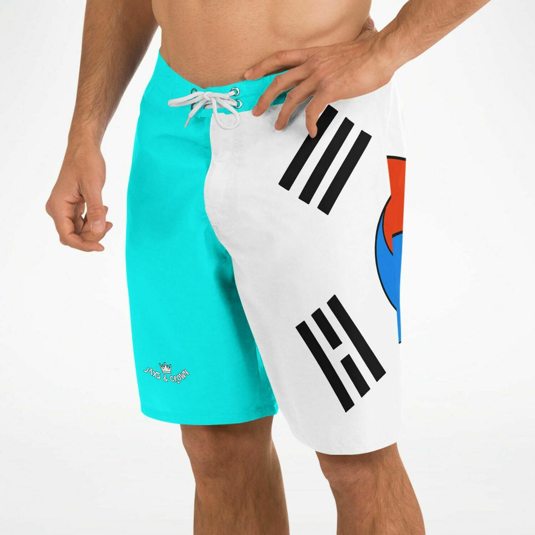 Korean flag print men’s board shorts
