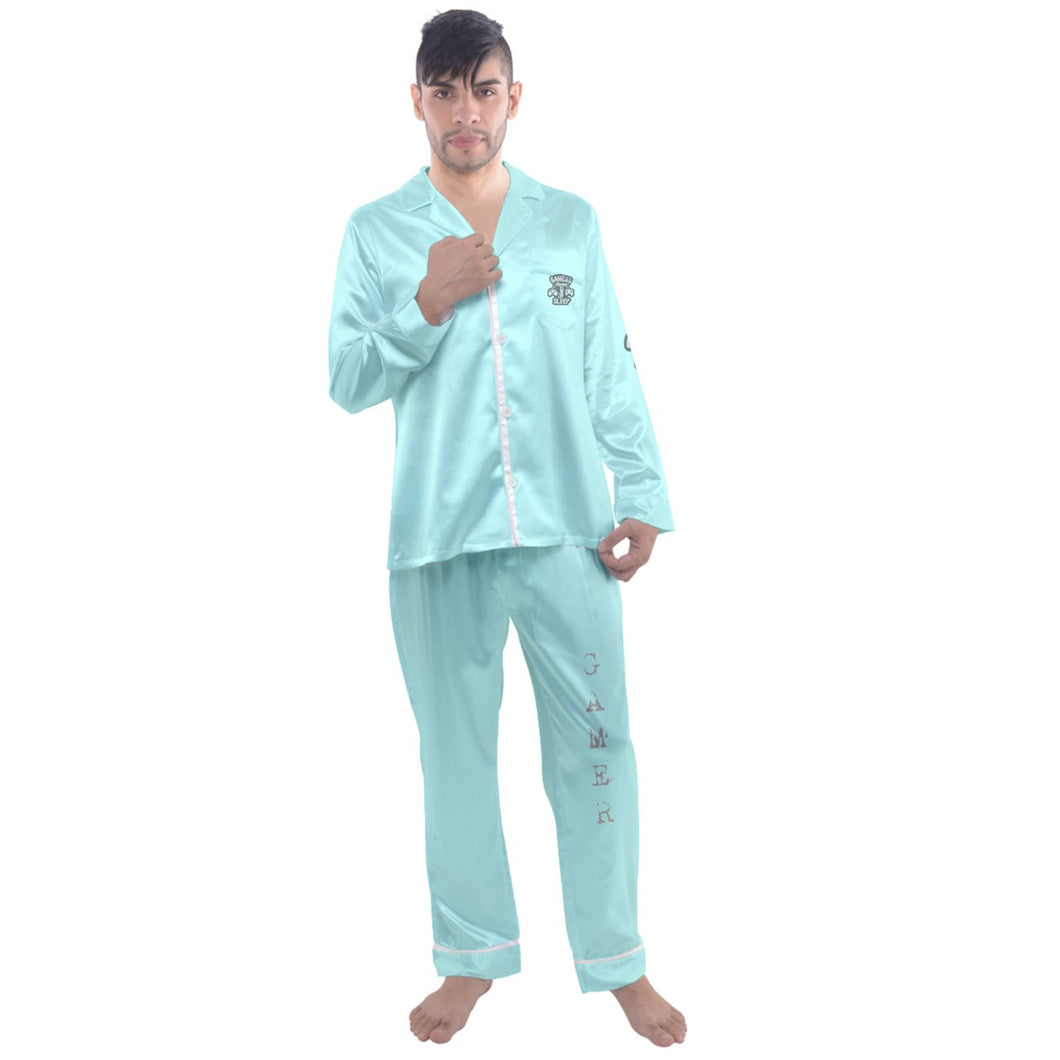 Gamers life print Men's Long Sleeve Satin Pajamas Set