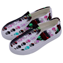 Load image into Gallery viewer, Skull print Kids&#39; Canvas Slip Ons
