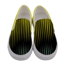 Load image into Gallery viewer, Yellow stripe print Women&#39;s Canvas Slip Ons
