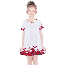 Load image into Gallery viewer, Amelia Rose red rose petals print  Kids&#39; Simple Cotton Dress
