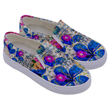 Load image into Gallery viewer, Amelia Rose princess print teal F2B0C2ED-DFC5-41AD-855E-F069CE43DBDC Kids&#39; Canvas Slip Ons
