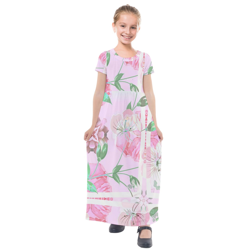 Amelia Rose print 101 kids' Short Sleeve Maxi Dress