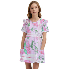 Load image into Gallery viewer, Amelia Rose print 101 kids&#39; Frilly Sleeves Pocket Dress
