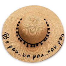 Load image into Gallery viewer, Be you…do you,for you print  Floppy Beach Hat - Black Pompoms
