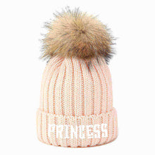 Load image into Gallery viewer, Princess print Custom Pompom Embroidery Beanie Hat - Custom Text
