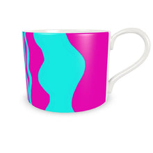 Load image into Gallery viewer, LDCC #08 coffee cafe print pink/teal designer, cup and saucer
