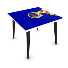 Load image into Gallery viewer, LDCC #09 coffee cafe print blue/circles designer, coffee table
