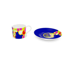 Load image into Gallery viewer, LDCC Coffee cafe print #09 blue/circles designer, cup and saucer
