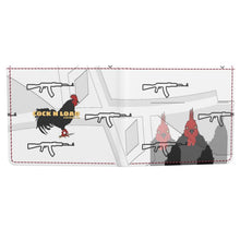 Load image into Gallery viewer, #422 cocknload men’s wallet w/ gun/rooster print
