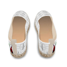 Load image into Gallery viewer, #426 cocknload loafer espadrilles white print with rooster/guns
