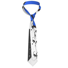 Load image into Gallery viewer, #448 cocknload Designer Handmade Silk Tie blue, black, and white
