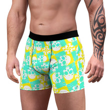 Load image into Gallery viewer, Men&#39;s Boxer Briefs teal/yellow skull print

