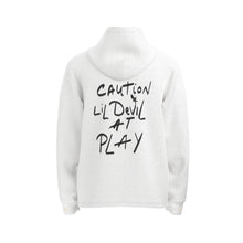 Load image into Gallery viewer, All-Over Print Men&#39;s Half  Button Hoodie caution little devil, at play , printa
