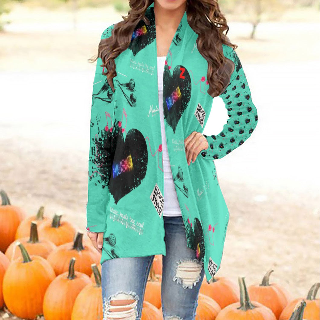 All-Over Print Women's Cardigan With Long Sleeve music themed