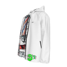 Load image into Gallery viewer, All-Over Print Men&#39;s Hooded Zipper Windproof Jacket Barbara, print green with clipper
