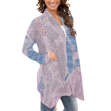 Load image into Gallery viewer, All-Over Print Women&#39;s Cardigan With Long Sleeve 91 purple and blue print
