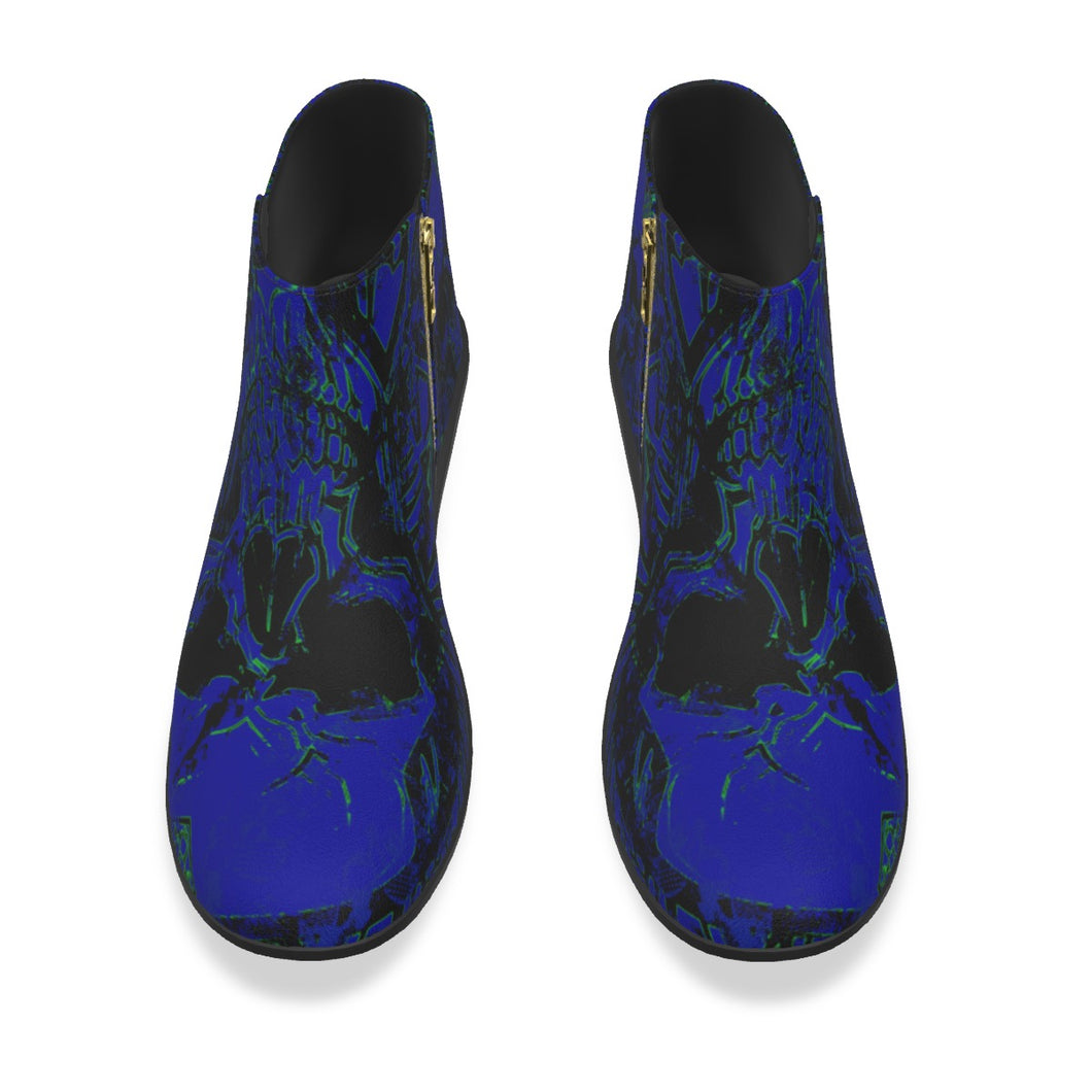 Men's Fashion Boots blue/blk skull print jaxs22