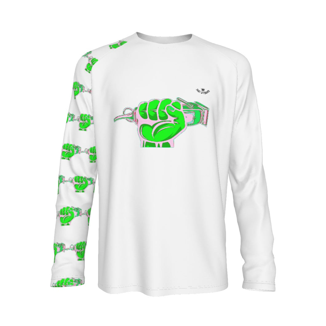 All-Over Print Men's Raglan Long Sleeve T-shirt  | 190GSM Cotton barber,, print green with clippers