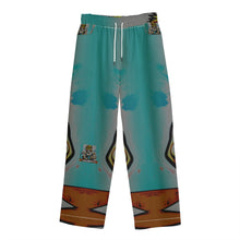 Load image into Gallery viewer, All-Over Print Unisex Straight Casual Pants | 245GSM Cotton Leo 2 teal print
