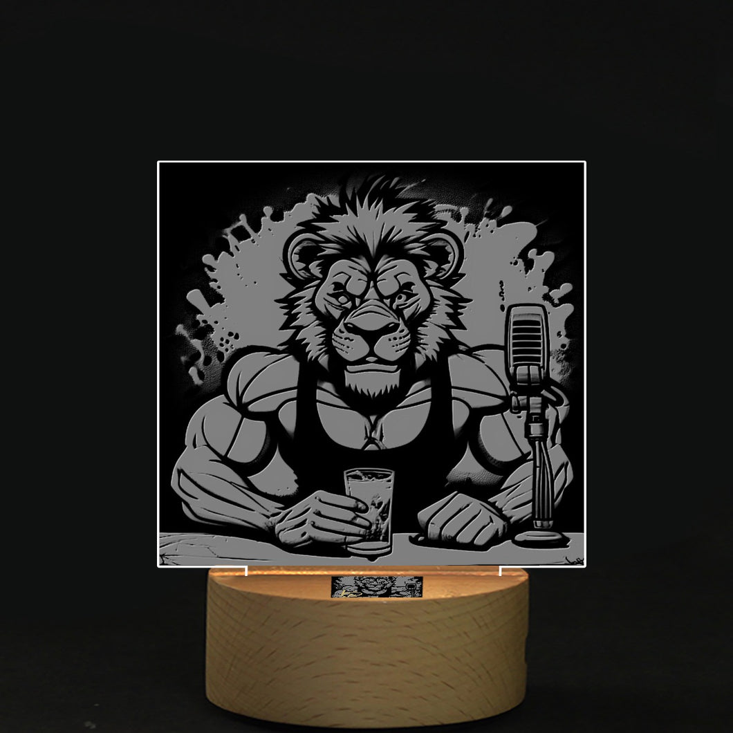 Square Shape Acrylic board with Light Leo print lion Podcaster