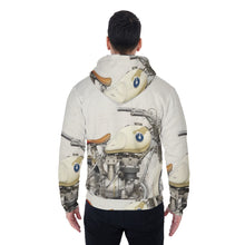 Load image into Gallery viewer, All-Over Print Men&#39;s Sherpa Fleece Zip Up Hoodie, white, motorcycle print, #25m
