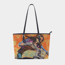 Load image into Gallery viewer, Women&#39;s Tote Bag | PU 297 girl on motorcycle print
