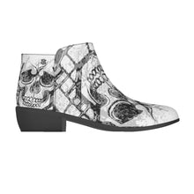 Load image into Gallery viewer, Men&#39;s Fashion Boots black and white skull  print
