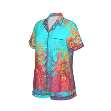 Load image into Gallery viewer, All-Over Print Women&#39;s Imitation Silk Pajama Set With Short Sleeve summmer vibes 24 collection
